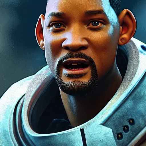 Prompt: will smith as a jedi, starwars, hyper detailed, digital art, trending in artstation, cinematic lighting, studio quality, smooth render, unreal engine 5 rendered, octane rendered