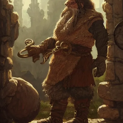 Image similar to Ancient dwarven blacksmith in the mythology of svartalfheim, D&D, fantasy, intricate, cinematic lighting, highly detailed, digital painting, artstation, concept art, smooth, sharp focus, illustration, art by Akihiko Yoshida, Greg Rutkowski and Alphonse Mucha