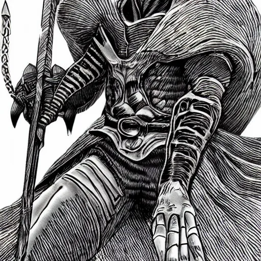 Image similar to Guts, Berserk, in the style of kentaro miura, very detail, masterpiece, award winning, greatsword