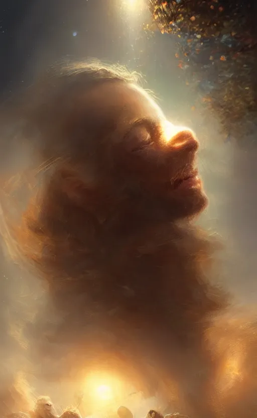 Image similar to the birth of life, sharp focus, intricate, elegant, digital painting, artstation, matte, highly detailed, concept art, illustration, volumetric lighting, bokeh light, art by greg olsen and liz lemon swindle