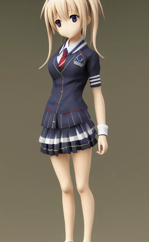 Prompt: Anime girl figure in school uniform, unreal engine, highly detailed.