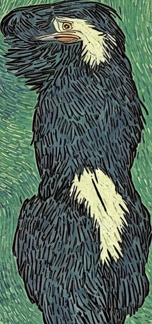 Image similar to vulture in the style of Vincent Van Gogh