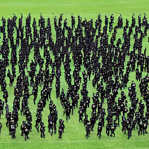 Image similar to a huge number of black zwerschnatzers on the field