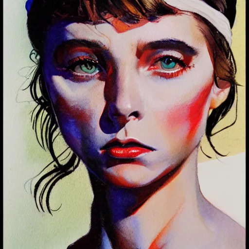 Image similar to detailed details photorealistic beautiful girl wearing devil horn headband in the style of bob peak and alex ross, gouache and wash paints color, detailed details facial and body and human and environments and proportionate, detailed 5 k details.