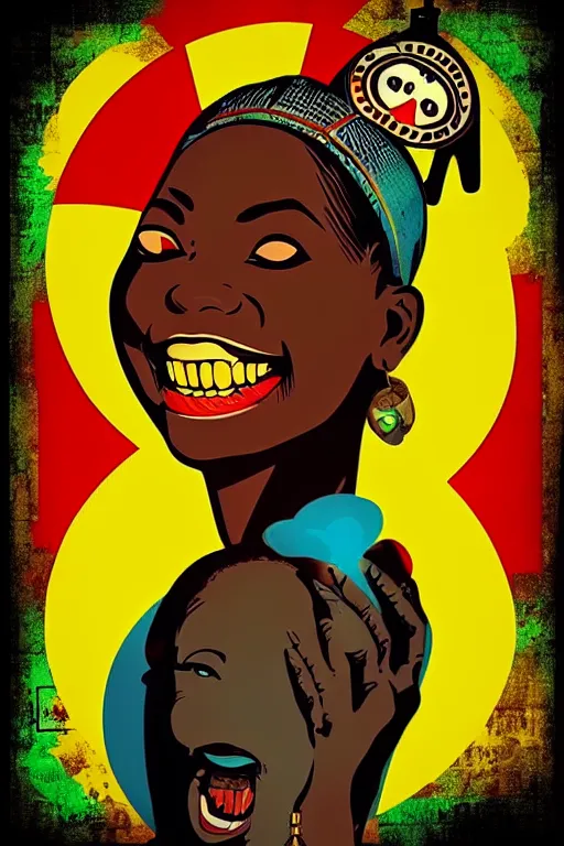 Image similar to mama africa smile to her child!!! pop art, pixel, bioshock, gta chinatown, artgerm, richard hamilton, mimmo rottela, julian opie, aya takano