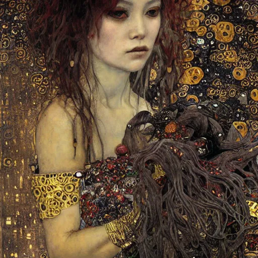 Image similar to demon, intricate detail, klimt, royo, whealan,