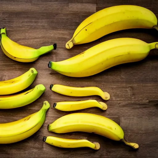 Image similar to professional photograph of banana ducks, peeled bananas with googly eyes and duck beaks