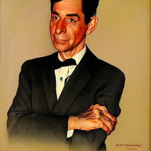 Image similar to a portrait painting of Martin Feldman. Painted by Norman Rockwell
