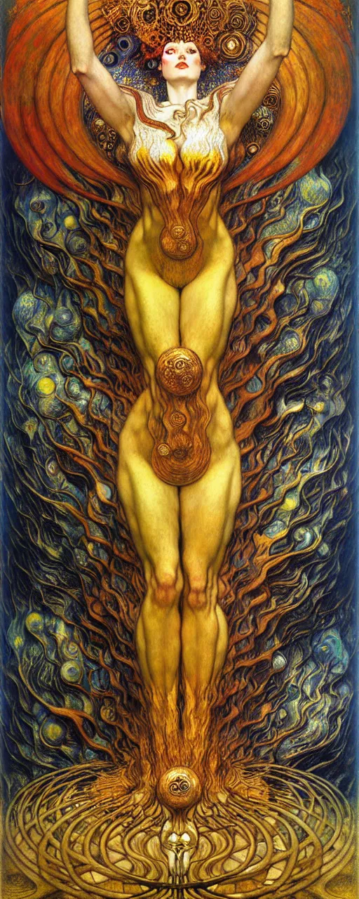 Image similar to Divine Chaos Engine by Karol Bak, Jean Delville, William Blake, Gustav Klimt, and Vincent Van Gogh, symbolist, visionary