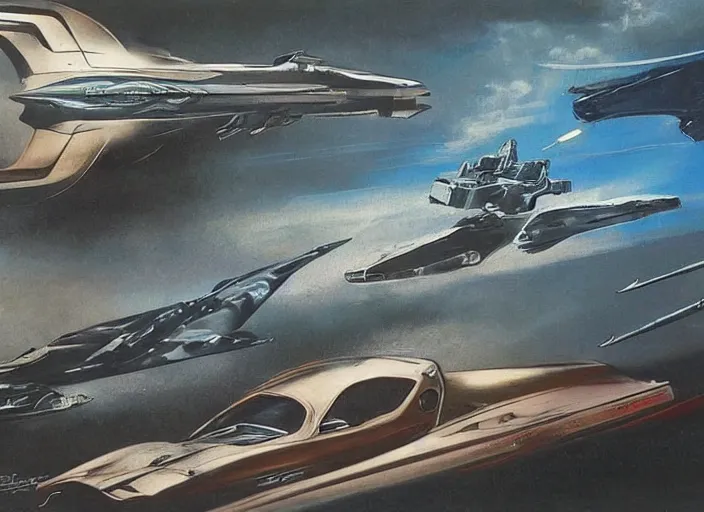 Prompt: ( ( ( ( ( 1 9 8 2 pontiac trans am, jaguar e - type, car concept art, sci - fi illustration, painting ) ) ) ) ) by vincent di fate and john berkey and rogue one and the mandalorian!!!!!!!