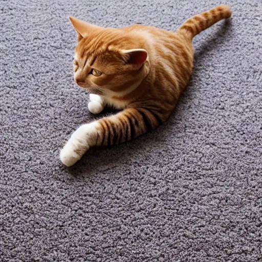 Image similar to cat stretching on carpet