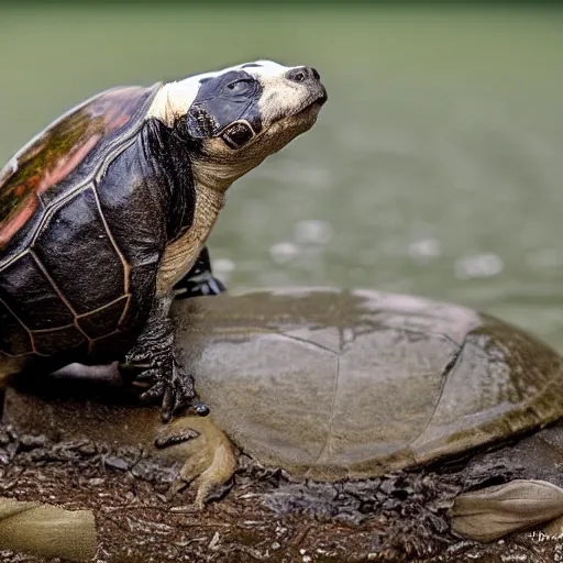 Prompt: badger riding a turtle, hyper realistic, nature photography, 8K HD, HDR, top rated on /r/aww