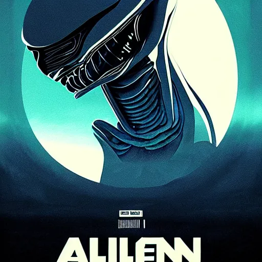 Image similar to alien poster art by kim jung giu