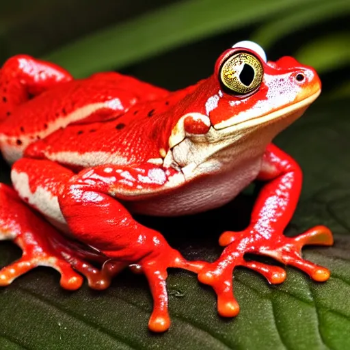 Prompt: a red frog