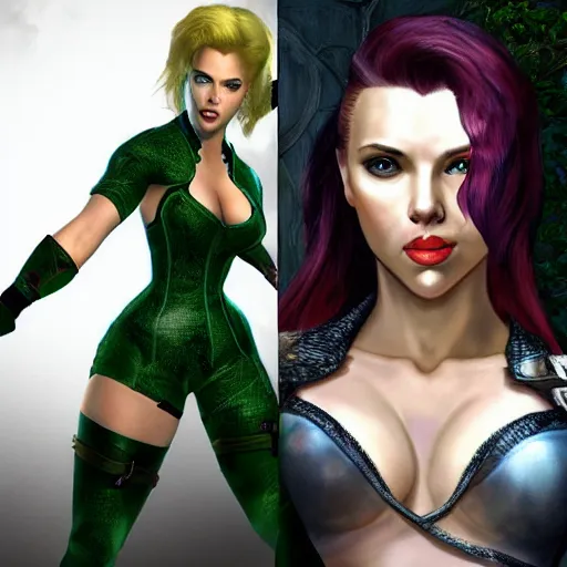 Image similar to Scarlett Johansson as Ivy from Soul Calibur