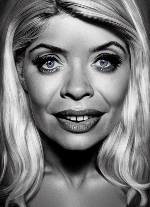 Image similar to holly Willoughby with the physique of a body builder, symmetrical facial features, hyper realistic, ultra detailed, cinematic, dynamic lighting, photorealistic, refined, intricate, digital art, digital painting, masterpiece, 8k