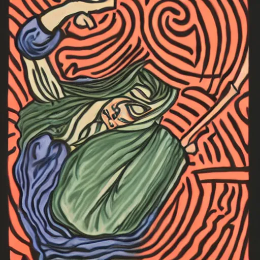 Image similar to vengeance, in the style of munch