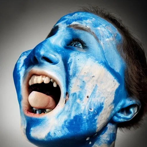 Prompt: Finnish art of exploding blue teeth