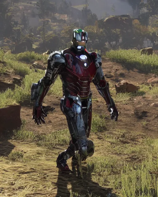 Prompt: green iron man suit in red dead redemption 2, cinematic, photorealistic