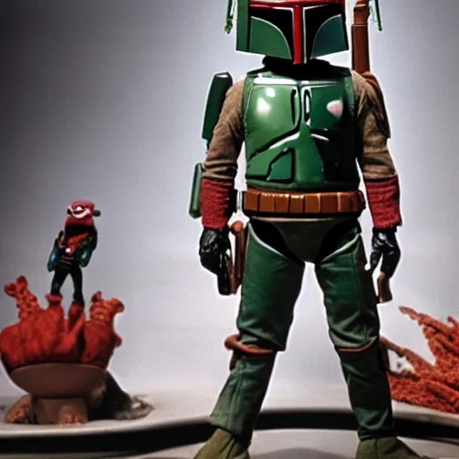 Image similar to boba fett hosting the muppet show