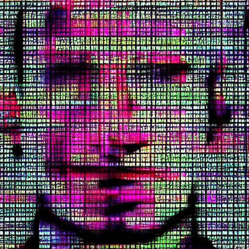 Image similar to portrait of man made of tv glitch
