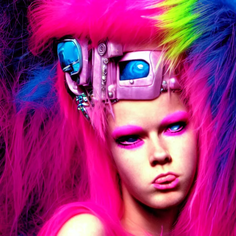 Prompt: punk girl pink hair, 2 0 yo, close - up, synthwave, bright neon colors, highly detailed, cinematic, tim white, roger dean, michael whelan, jim burns, bob eggleton, philippe druillet, vladimir kush, kubrick, alfred kelsner, vallejo