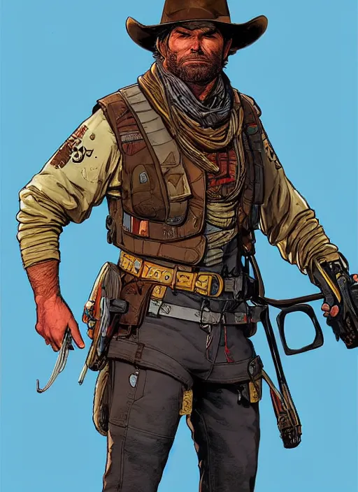 Prompt: apex legends arthur morgan. concept art by james gurney and mœbius.