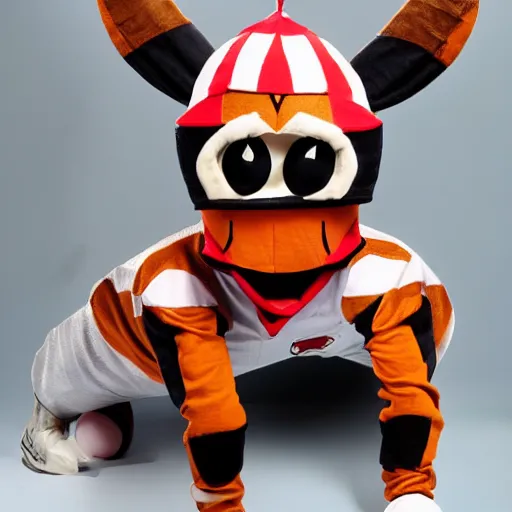 Prompt: sports team mascot, bug roach mascot costume, cocroach, the cocroaches, football mascot, anthropomorphic cocroach HD official photo, high quality costume, the new work Cocroaches