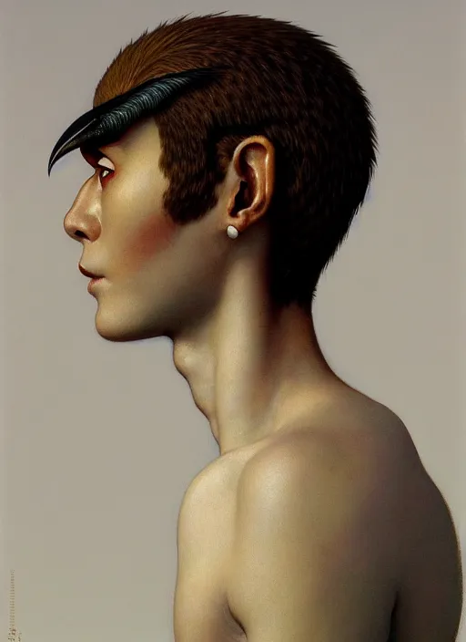 Prompt: rpg! profile! portrait of humanoid bird on white background, beak, intricate, highly detailed, digital painting, artstation, concept art, smooth, sharp focus, illustration, art by norman rockwell emiliano ponzi andrey remnev yoann lossel john currin aaron jasinski ivan albright hsiao - ron cheng, 8 k