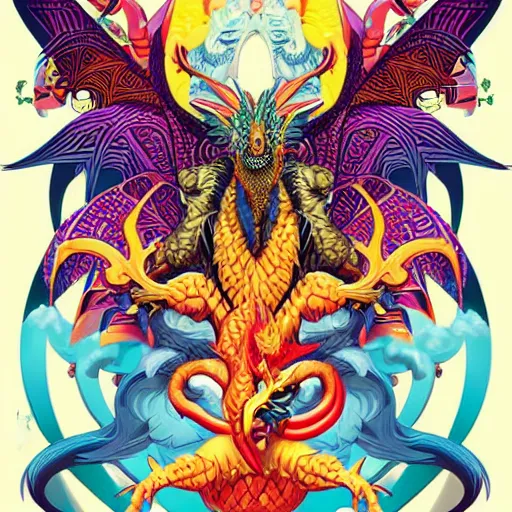 Prompt: mythical dragon by Tristan Eaton