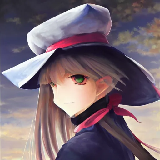 Image similar to Kirisame Marisa, touhou project, ZUN, beautiful portrait, oil on canvas, official artwork, trending on artstation, in the style of Antoine Blanchard, wide strokes