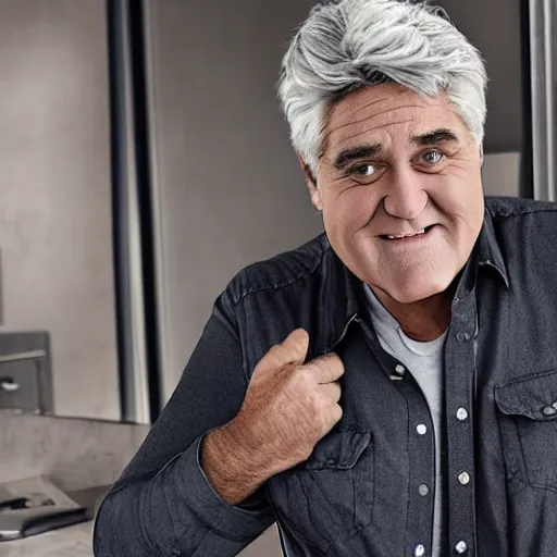 Prompt: a 4 k photo of jay leno with very very very gray!!! skin and black dots!!! instead of eyes, professional photo, volumetric lighting, unreal engine 5, very detailed photo, jay leno with gray skin