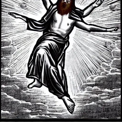 Prompt: jesus christ flying in the sky