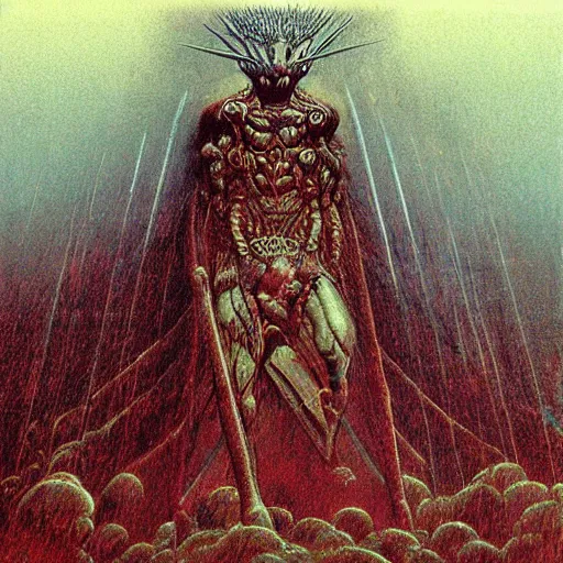 Image similar to thunder raijin concept, beksinski