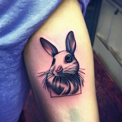 Image similar to a tattoo of a white rabbit