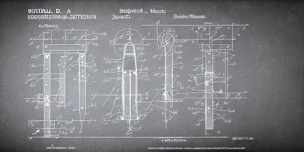 Image similar to portal gun patent blueprint, engineering,