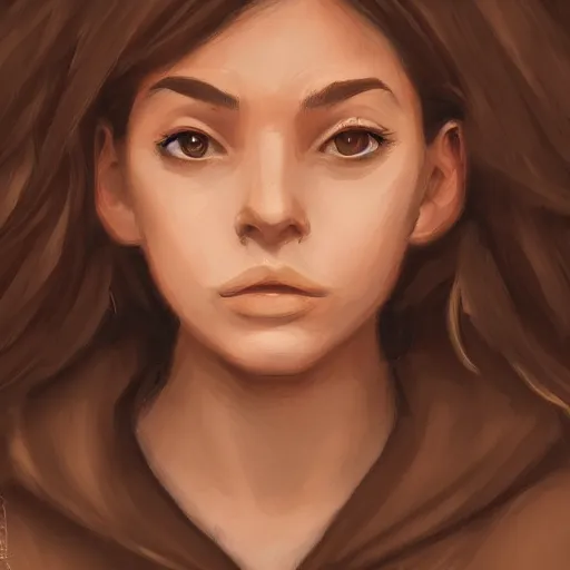 Prompt: young Latin girl with a beige hoodie, shy, focus on face, still, photograph, digital painting, trending on artstation, masterpiece, in the style of JB Casacop, disney