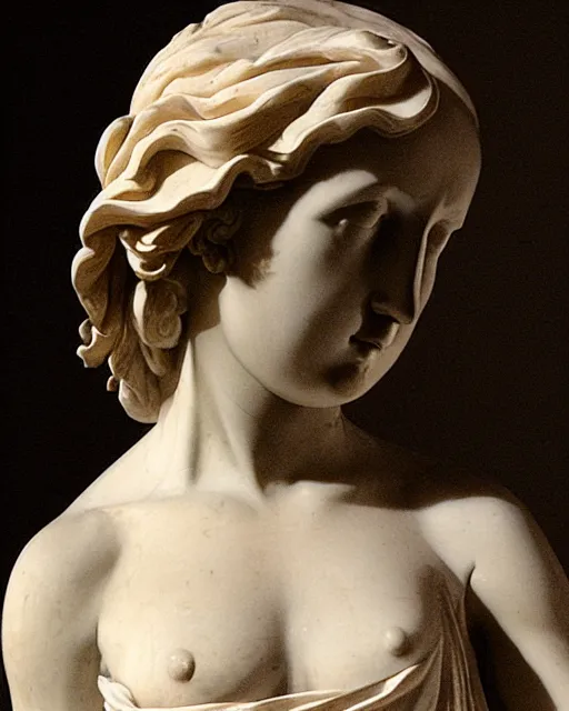 Image similar to “ a detailed elegant female figure sculpture by bernini in 1 9 th century ”