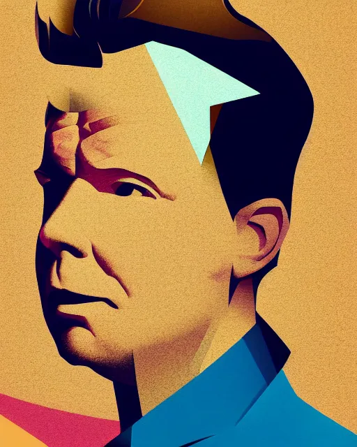 Image similar to cubist portrait of rick astley cutout digital illustration cartoon colorful beeple vector art