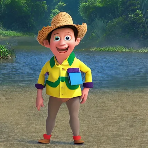 Image similar to a crocodile dressed as a tourist, pixar movie still