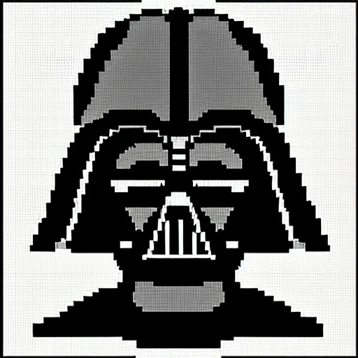 Prompt: pixel art portrait of darth vader, award winning, artstation, detailed, grid