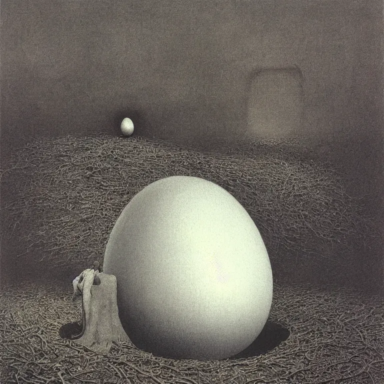 Prompt: giant egg, very detailed, by beksinski