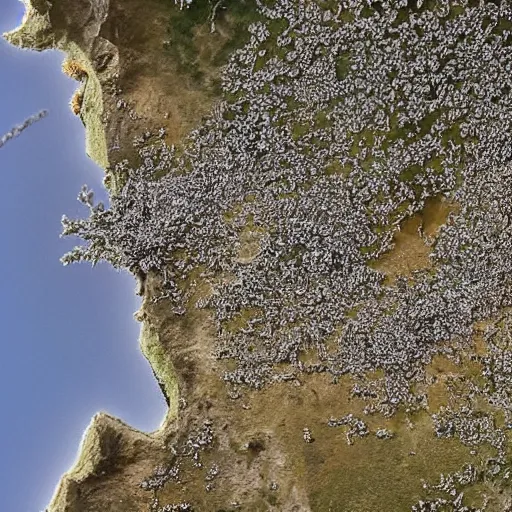 Image similar to gran canaria island being devastated by a swarm of vicious lice