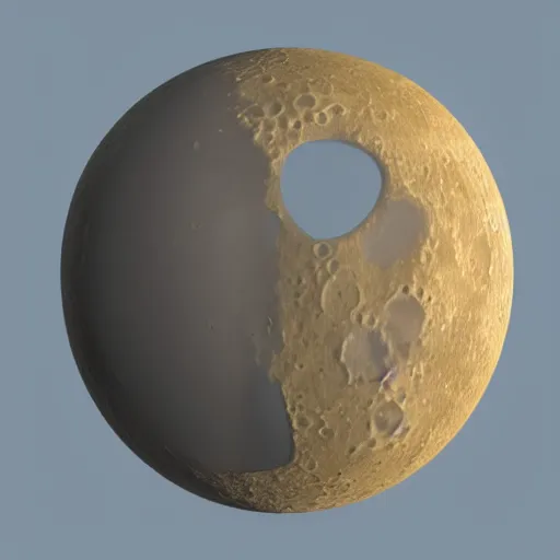 Image similar to 3 d render of an apple shaped moon