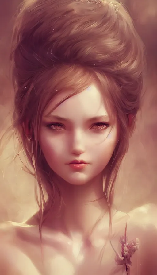 Image similar to angelic young female | | seductive - fine - face, pretty face, key visual, realistic shaded perfect face, fine details by stanley artgerm lau, wlop, nekro, james jean, andrei riabovitchev, marc simonetti, and sakimichan, trending on artstation