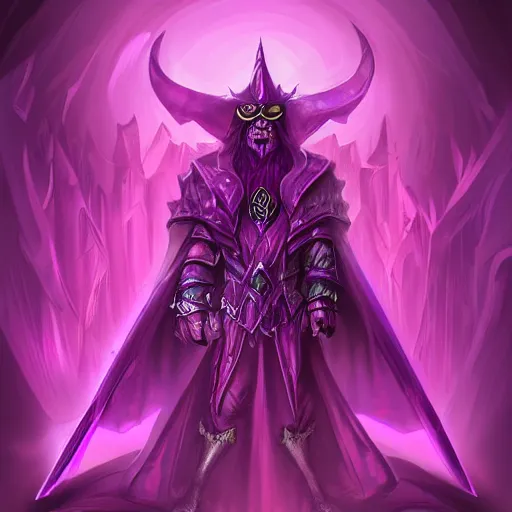Image similar to purple evil wizard, trending on artstation