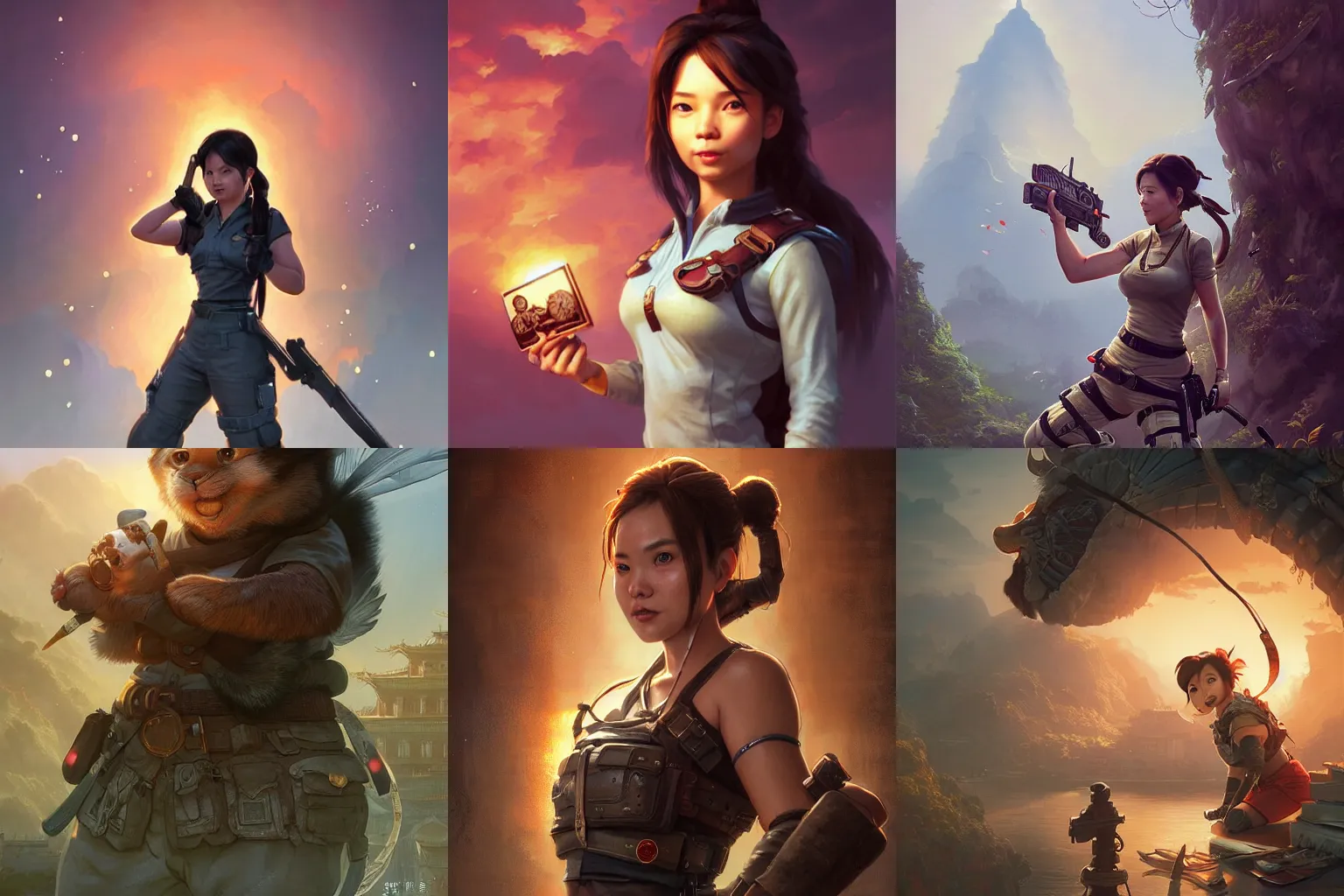 Prompt: highly detailed portrait of a cute xi jinping in a lara croft costume, unreal engine, fantasy art by greg rutkowski, loish, rhads, ferdinand knab, makoto shinkai and lois van baarle, ilya kuvshinov, rossdraws, tom bagshaw, alphonse mucha, global illumination, radiant light, detailed and intricate environment