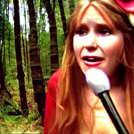Prompt: 2 4 0 p footage, 2 0 0 6 youtube video, low quality photo, elf maiden telling stories in a forest