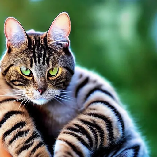 Image similar to First human cat hybrid, circa 2020, photography from nature magazine