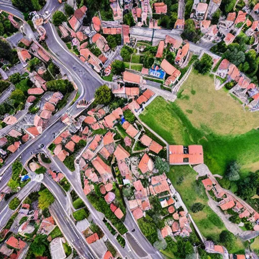 Image similar to drone photo of a medieval town